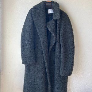 ZARA FAUX SHEARLING COAT DOUBLE-BREASTED